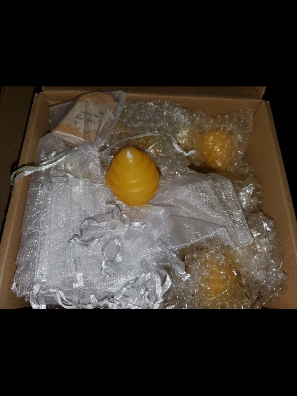 Yellow Bee Hive Favor Candle with Organza Gift Bags